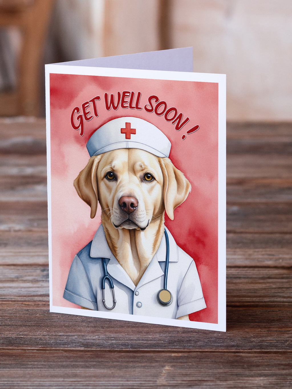 Yellow Labrador Retriever Get Well Soon Greeting Cards Pack of 8 Blank Cards with Envelopes Whimsical A7 Size 5x7