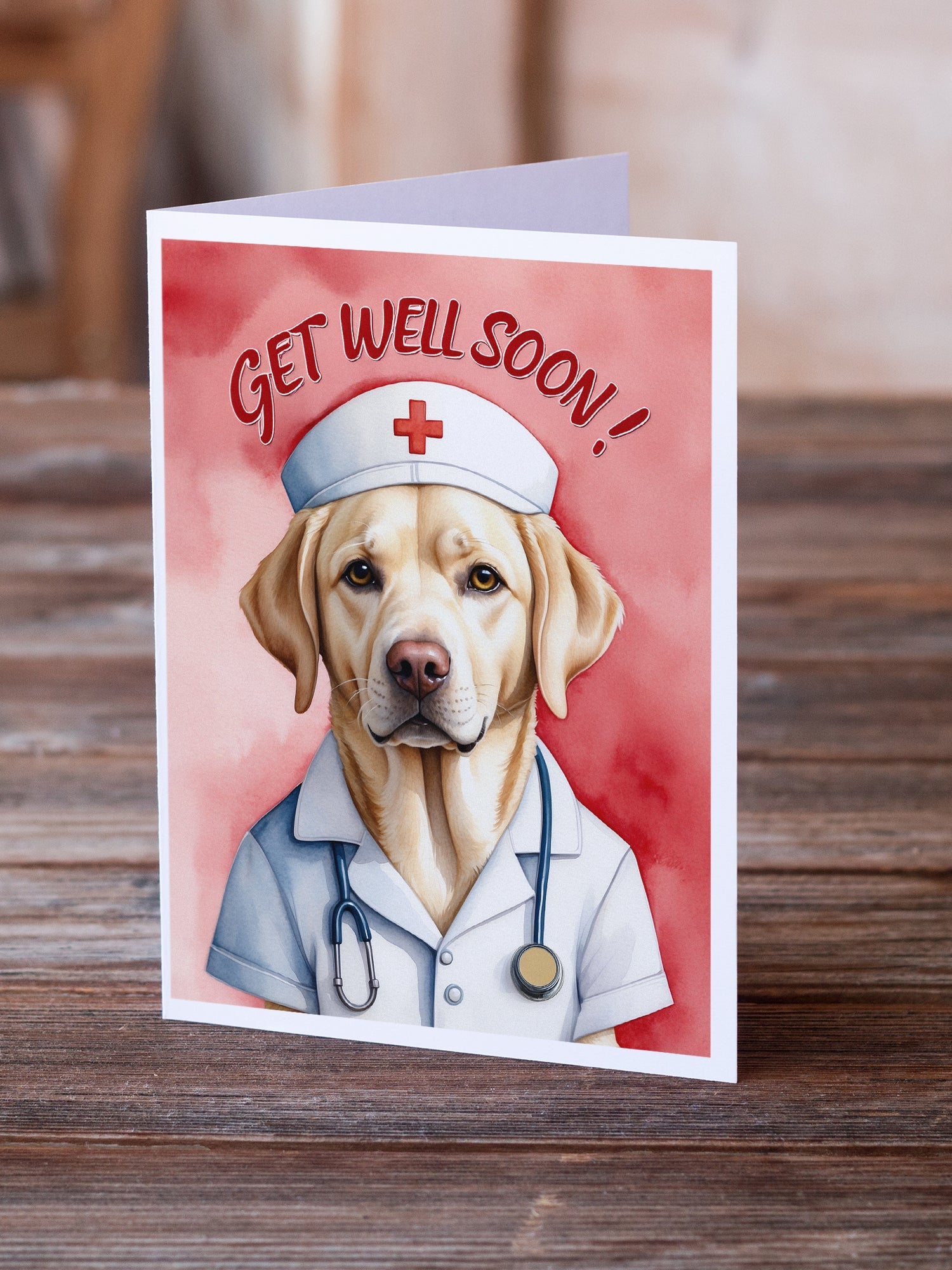 Yellow Labrador Retriever Get Well Soon Greeting Cards Pack of 8 Blank Cards with Envelopes Whimsical A7 Size 5x7