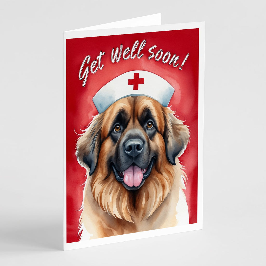 Leonberger Get Well Soon Greeting Cards Pack of 8 Blank Cards with Envelopes Whimsical A7 Size 5x7
