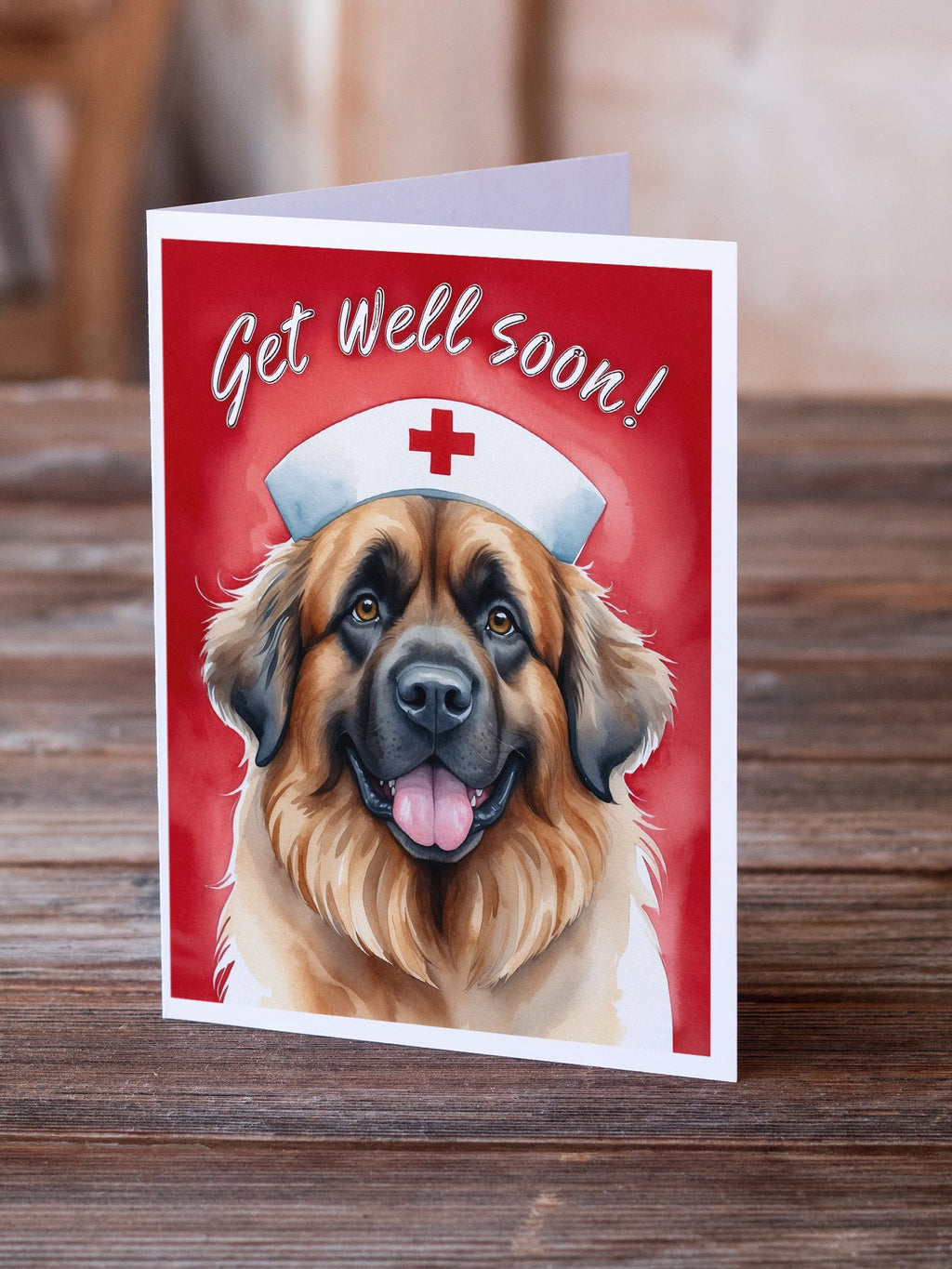 Leonberger Get Well Soon Greeting Cards Pack of 8 Blank Cards with Envelopes Whimsical A7 Size 5x7