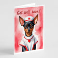 Miniature Pinscher Get Well Soon Greeting Cards Pack of 8 Blank Cards with Envelopes Whimsical A7 Size 5x7