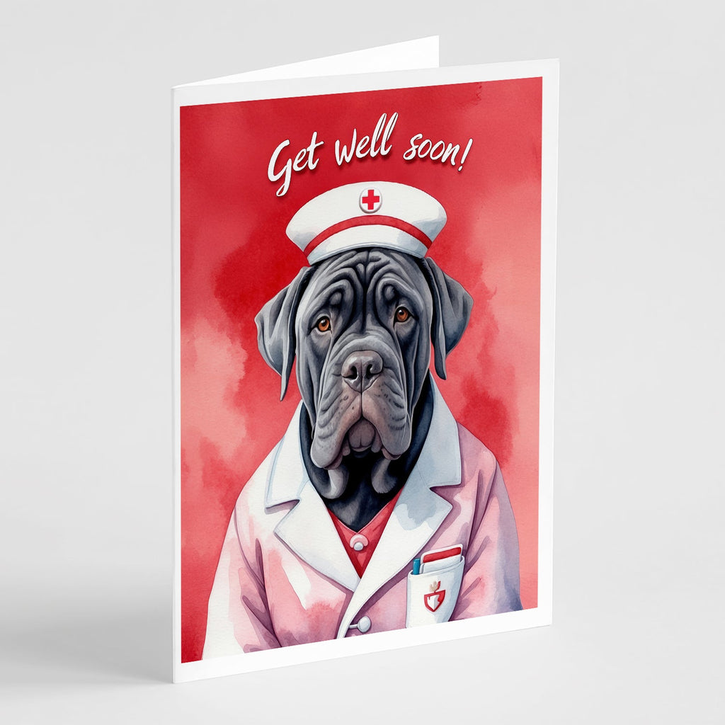 Neapolitan Mastiff Get Well Soon Greeting Cards Pack of 8 Blank Cards with Envelopes Whimsical A7 Size 5x7