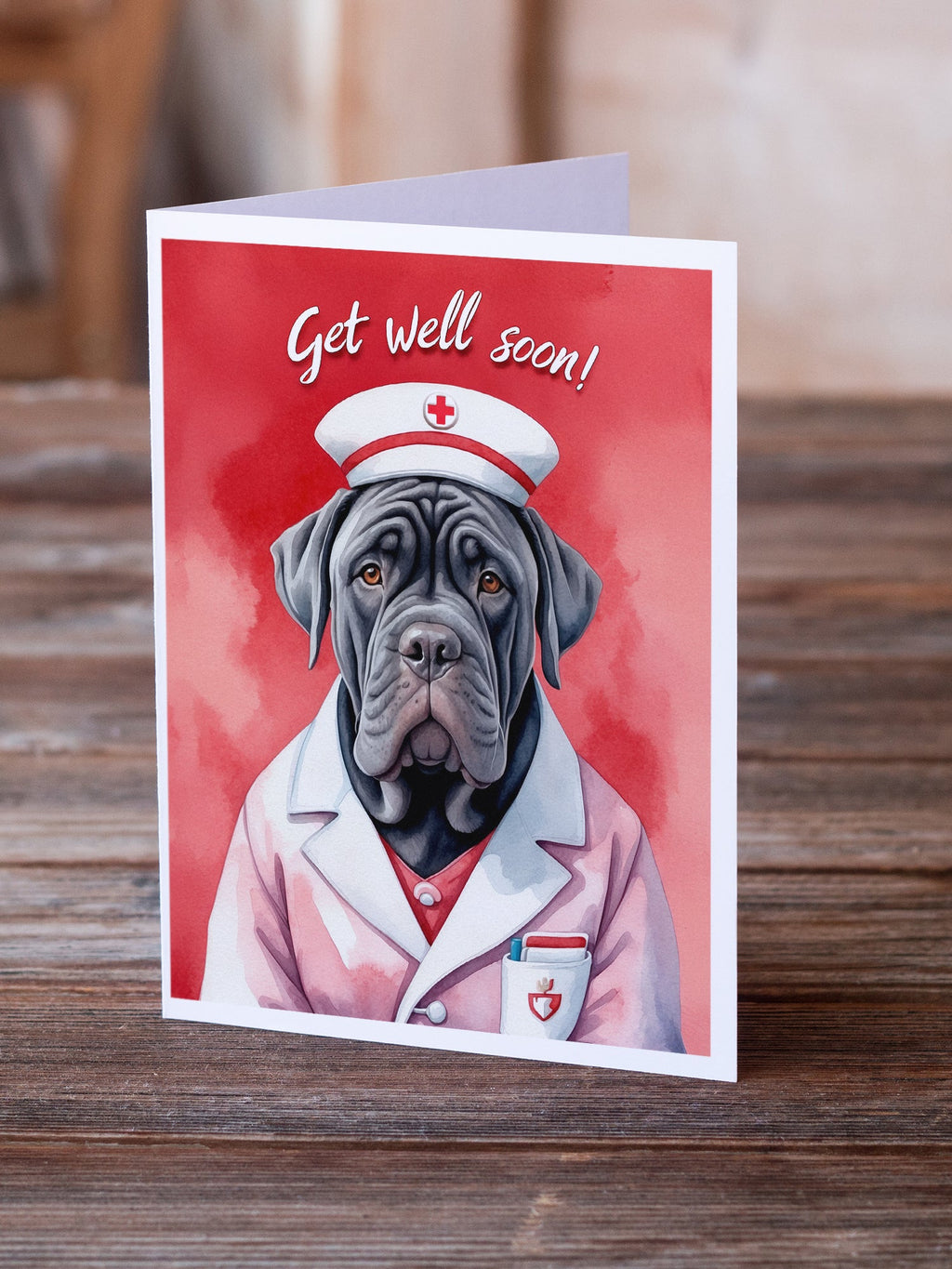 Neapolitan Mastiff Get Well Soon Greeting Cards Pack of 8 Blank Cards with Envelopes Whimsical A7 Size 5x7