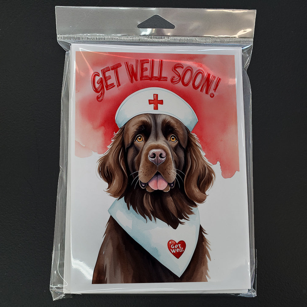 Newfoundland Get Well Soon Greeting Cards Pack of 8 Blank Cards with Envelopes Whimsical A7 Size 5x7