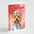 Norwich Terrier Get Well Soon Greeting Cards Pack of 8 Blank Cards with Envelopes Whimsical A7 Size 5x7
