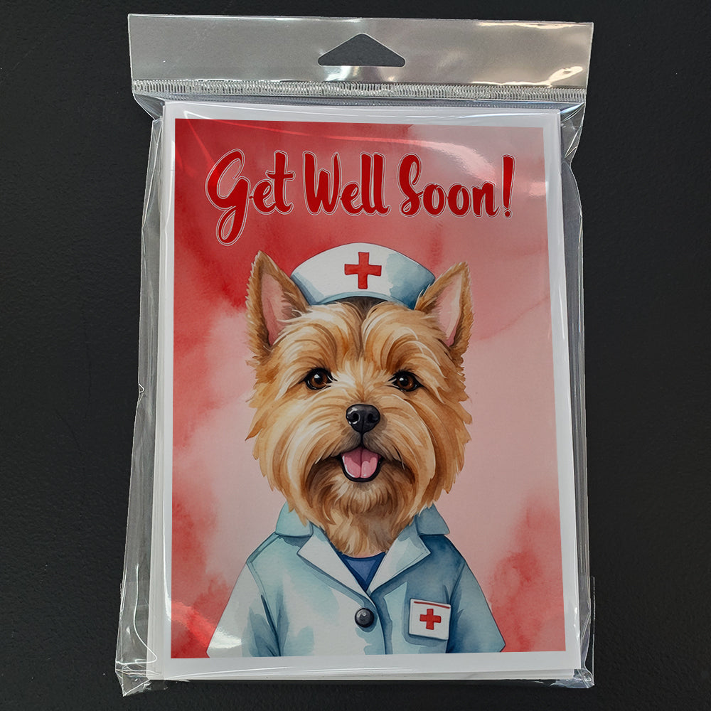 Norwich Terrier Get Well Soon Greeting Cards Pack of 8 Blank Cards with Envelopes Whimsical A7 Size 5x7