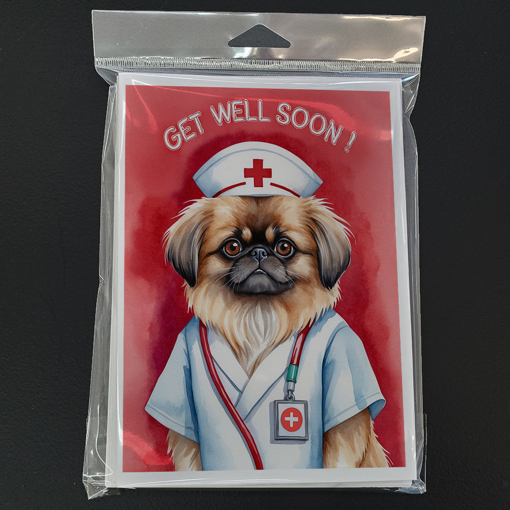 Pekingese Get Well Soon Greeting Cards Pack of 8 Blank Cards with Envelopes Whimsical A7 Size 5x7