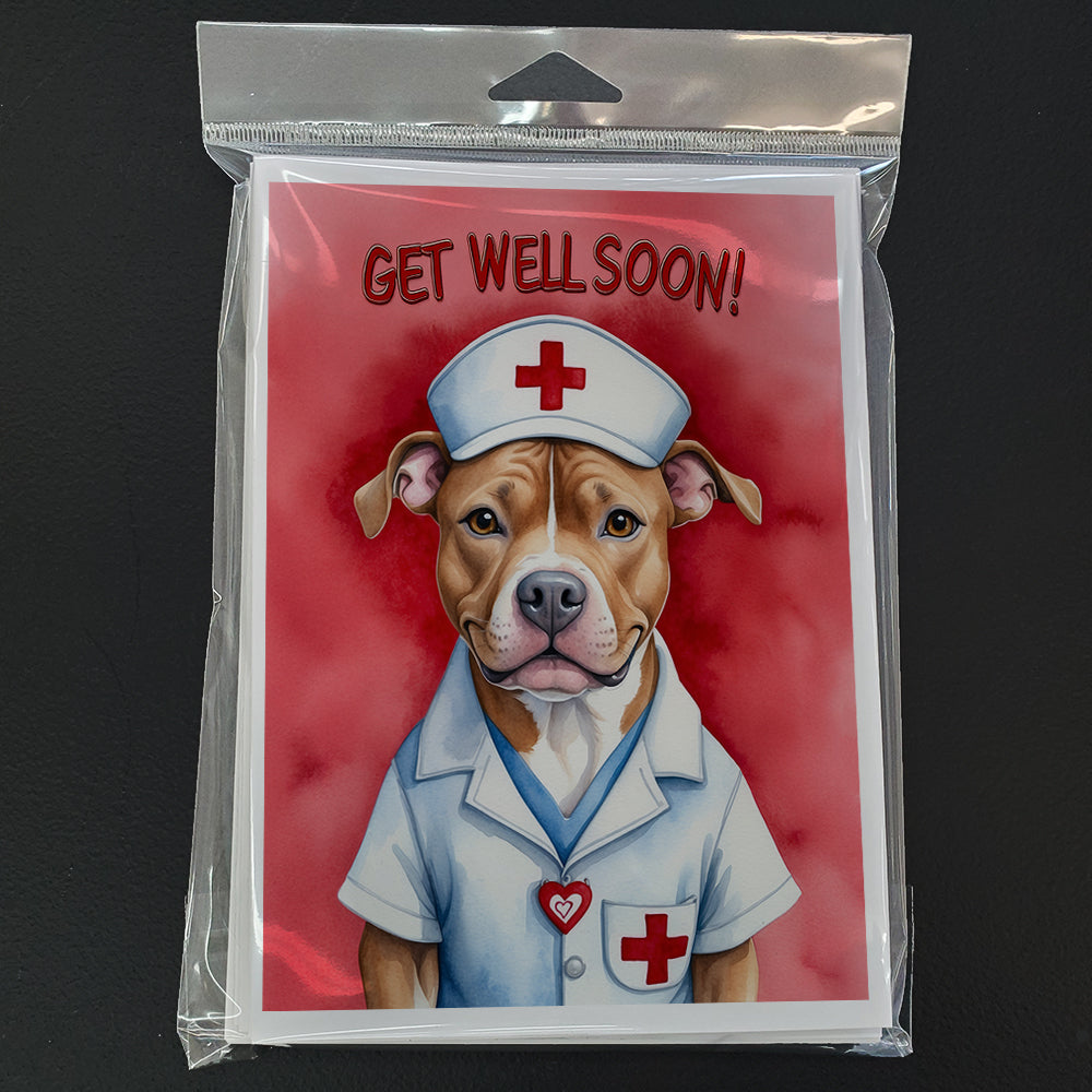 Pit Bull Terrier Get Well Soon Greeting Cards Pack of 8 Blank Cards with Envelopes Whimsical A7 Size 5x7