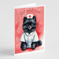 Pomeranian Get Well Soon Greeting Cards Pack of 8 Blank Cards with Envelopes Whimsical A7 Size 5x7