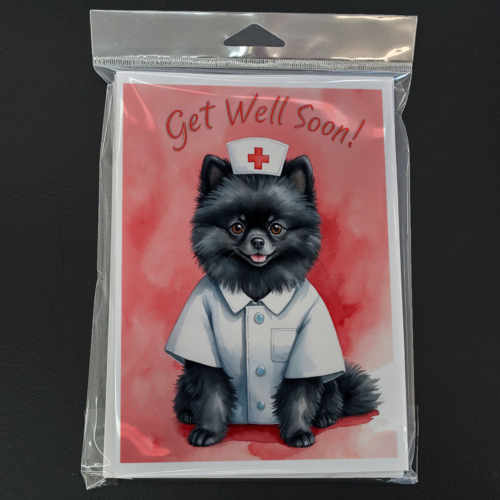 Pomeranian Get Well Soon Greeting Cards Pack of 8 Blank Cards with Envelopes Whimsical A7 Size 5x7