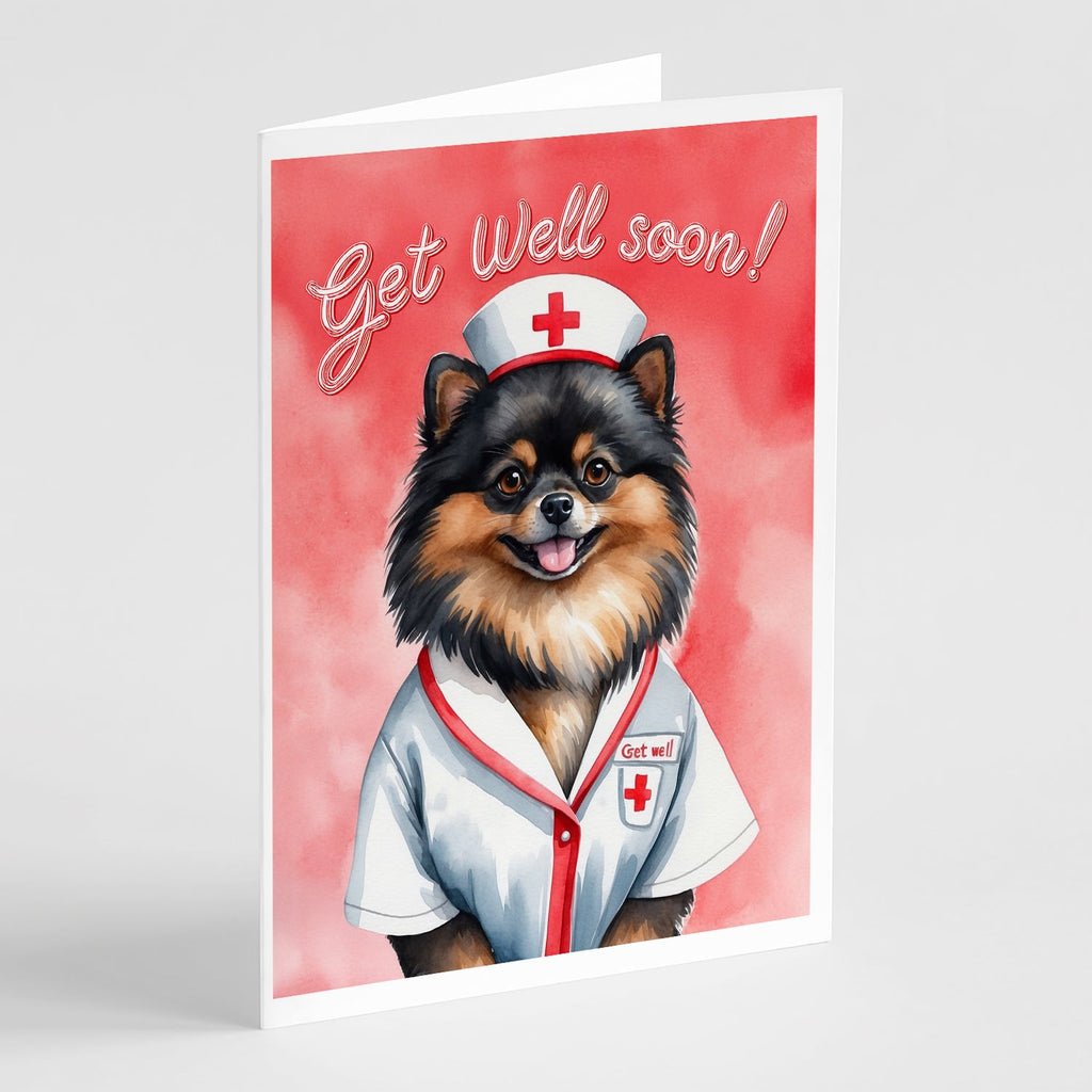 Pomeranian Get Well Soon Greeting Cards Pack of 8 Blank Cards with Envelopes Whimsical A7 Size 5x7