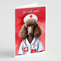 Poodle Get Well Soon Greeting Cards Pack of 8 Blank Cards with Envelopes Whimsical A7 Size 5x7