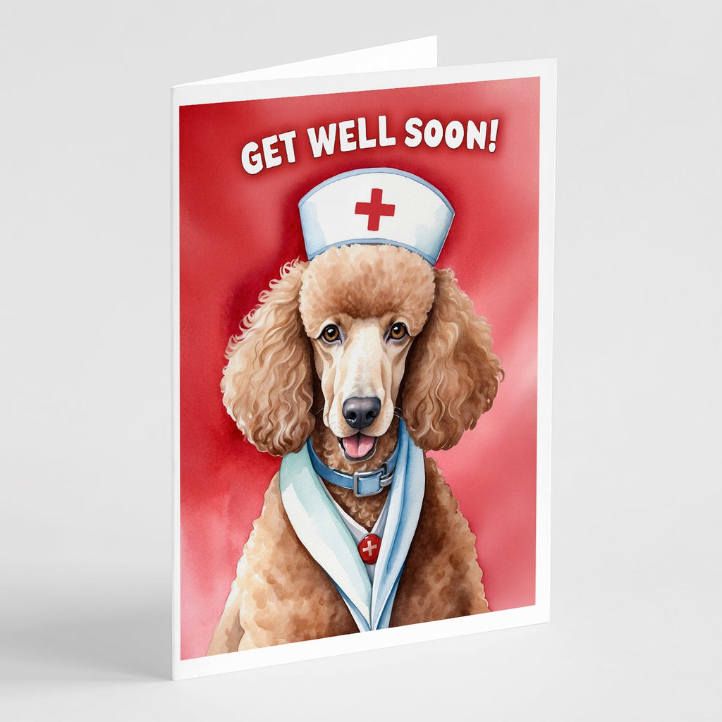 Poodle Get Well Soon Greeting Cards Pack of 8 Blank Cards with Envelopes Whimsical A7 Size 5x7