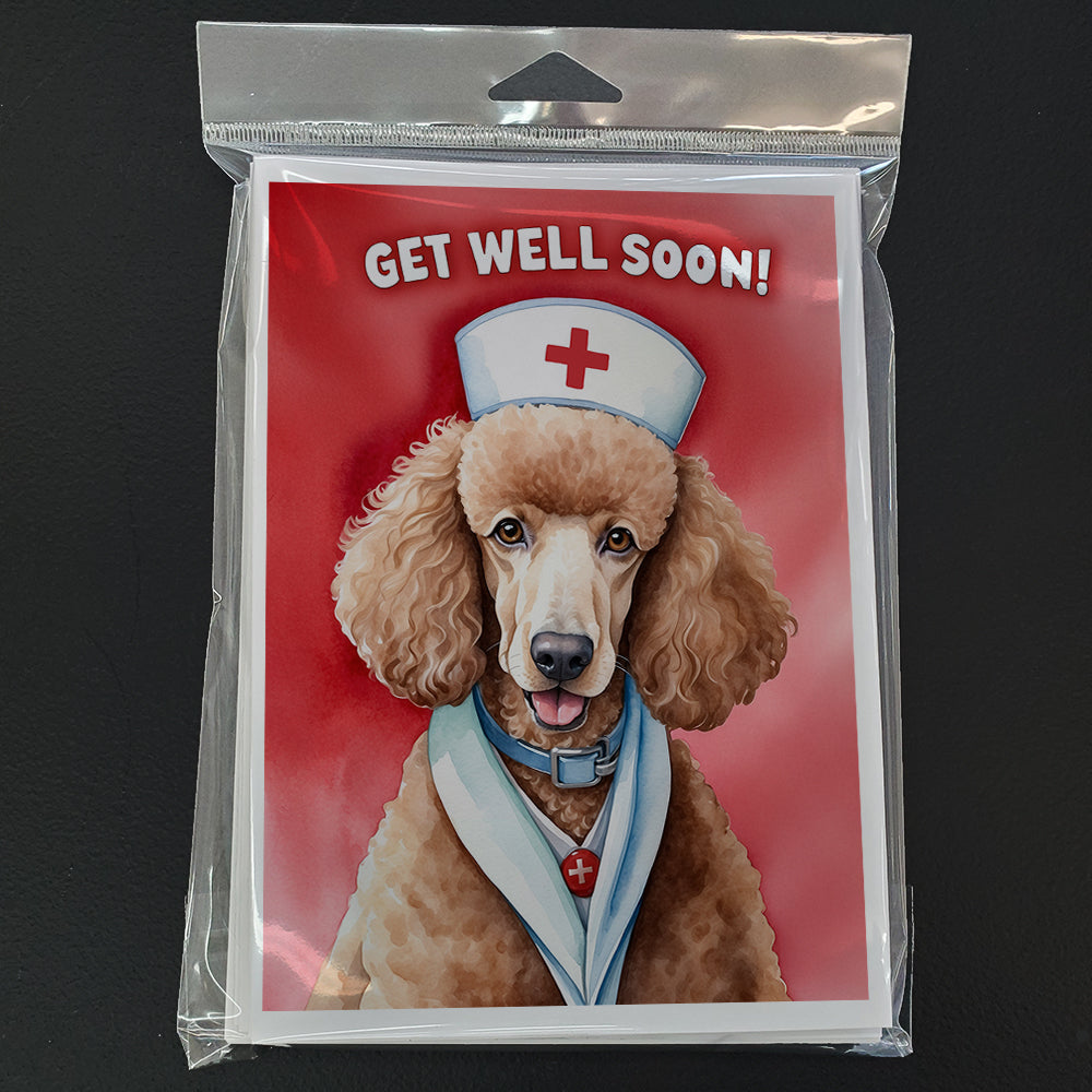 Poodle Get Well Soon Greeting Cards Pack of 8 Blank Cards with Envelopes Whimsical A7 Size 5x7
