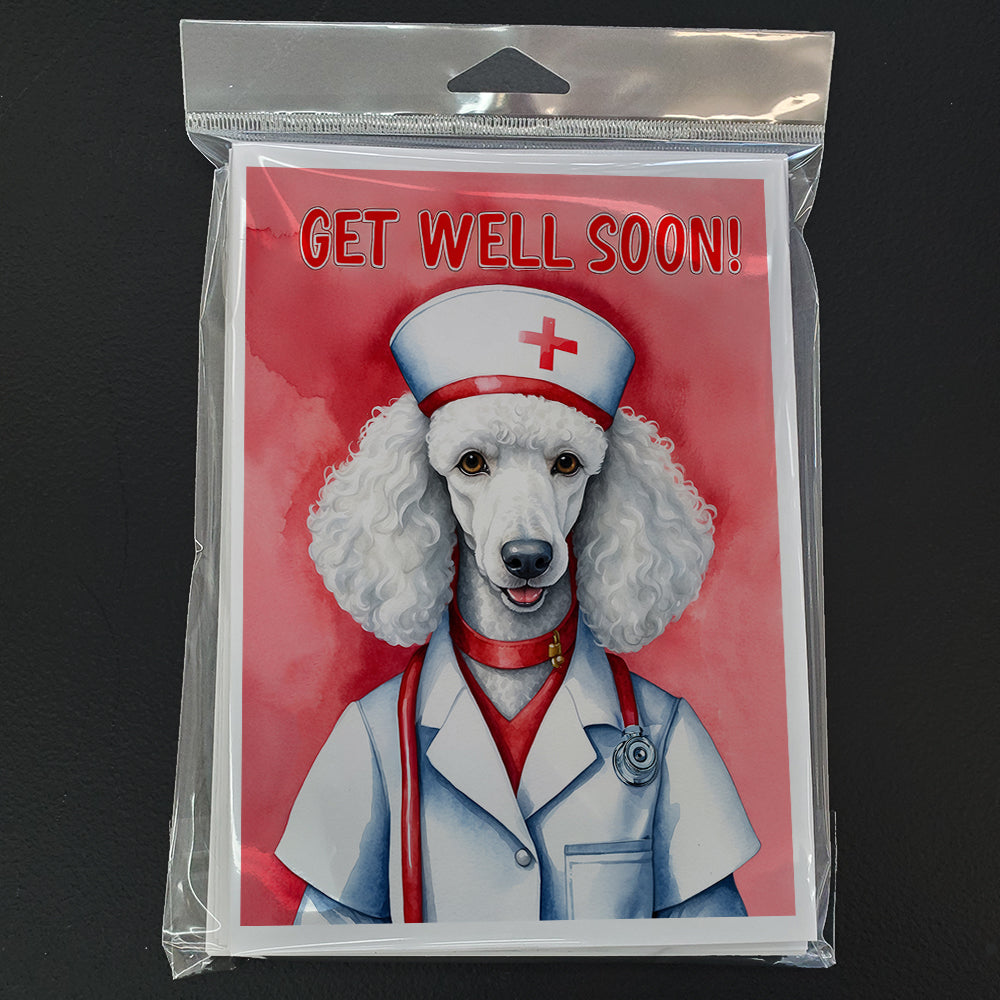Poodle Get Well Soon Greeting Cards Pack of 8 Blank Cards with Envelopes Whimsical A7 Size 5x7