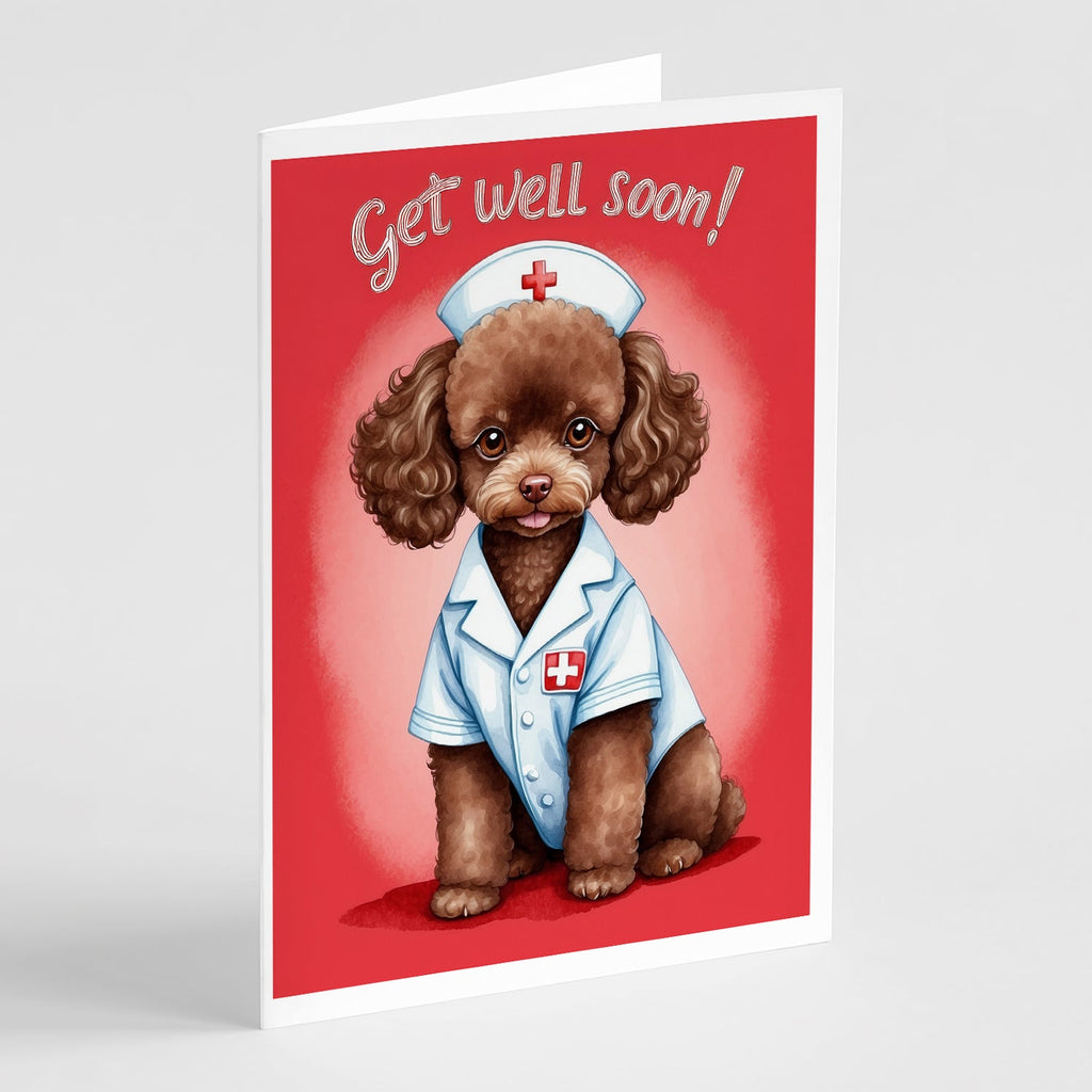 Poodle Get Well Soon Greeting Cards Pack of 8 Blank Cards with Envelopes Whimsical A7 Size 5x7