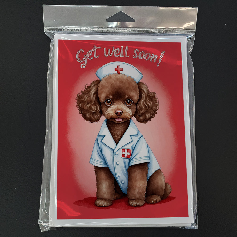 Poodle Get Well Soon Greeting Cards Pack of 8 Blank Cards with Envelopes Whimsical A7 Size 5x7