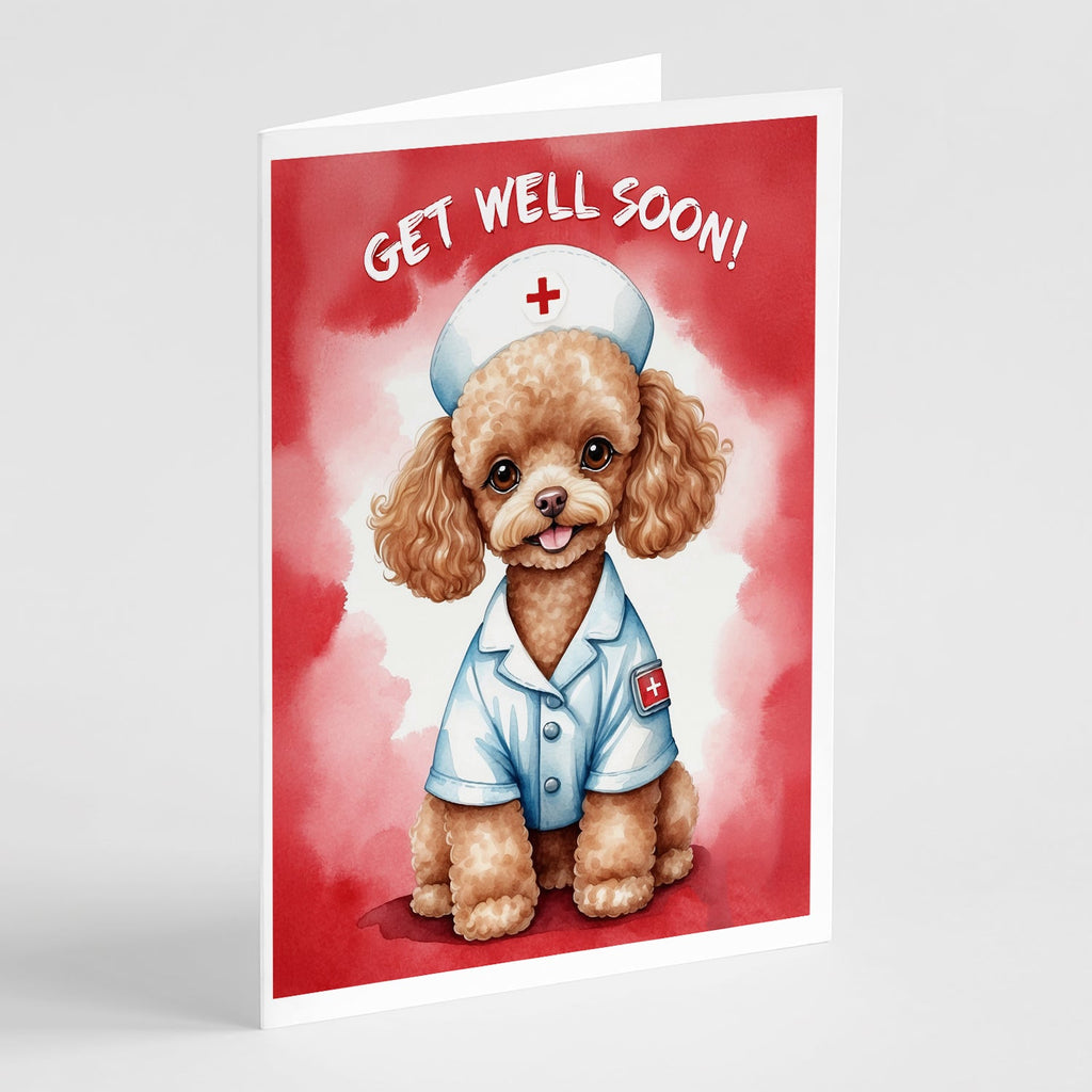 Poodle Get Well Soon Greeting Cards Pack of 8 Blank Cards with Envelopes Whimsical A7 Size 5x7