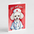 Poodle Get Well Soon Greeting Cards Pack of 8 Blank Cards with Envelopes Whimsical A7 Size 5x7