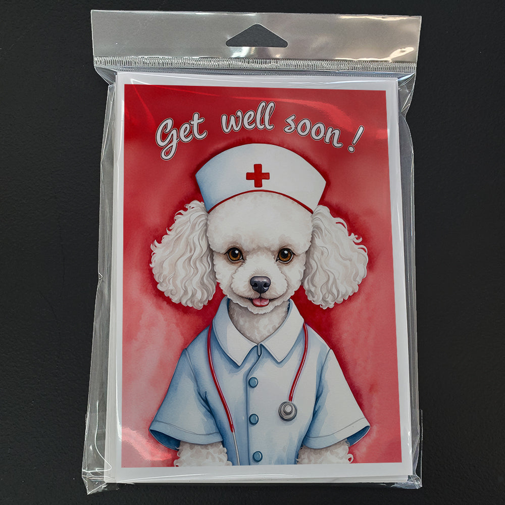 Poodle Get Well Soon Greeting Cards Pack of 8 Blank Cards with Envelopes Whimsical A7 Size 5x7