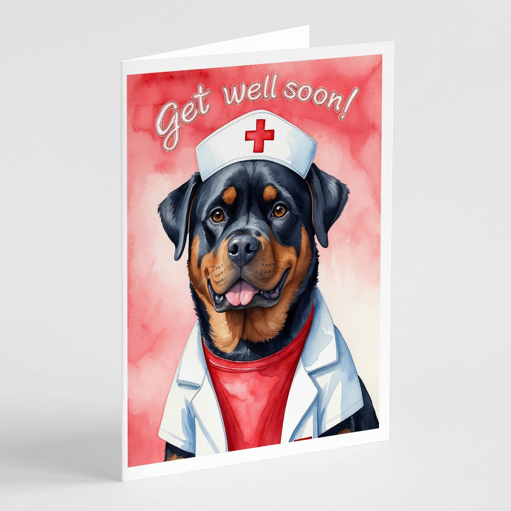 Rottweiler Get Well Soon Greeting Cards Pack of 8 Blank Cards with Envelopes Whimsical A7 Size 5x7