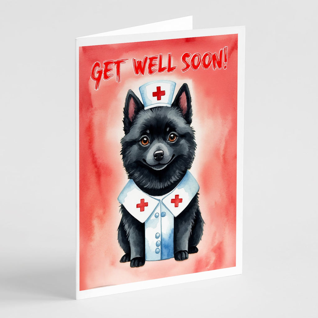 Schipperke Get Well Soon Greeting Cards Pack of 8 Blank Cards with Envelopes Whimsical A7 Size 5x7