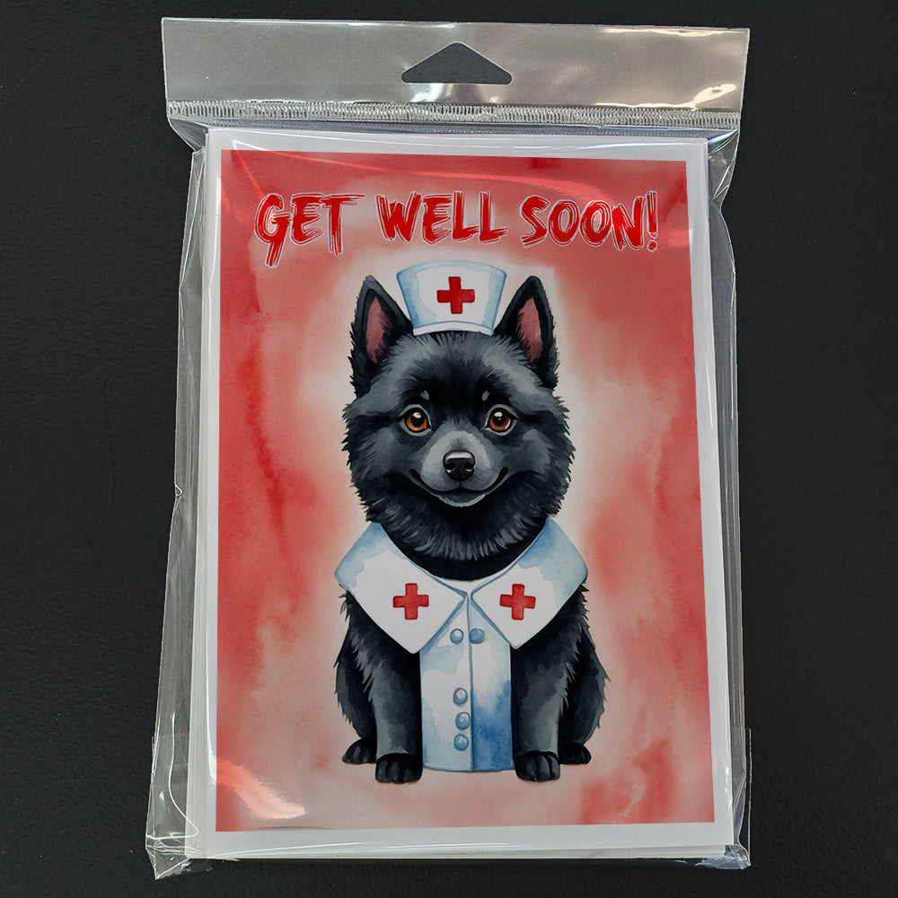 Schipperke Get Well Soon Greeting Cards Pack of 8 Blank Cards with Envelopes Whimsical A7 Size 5x7