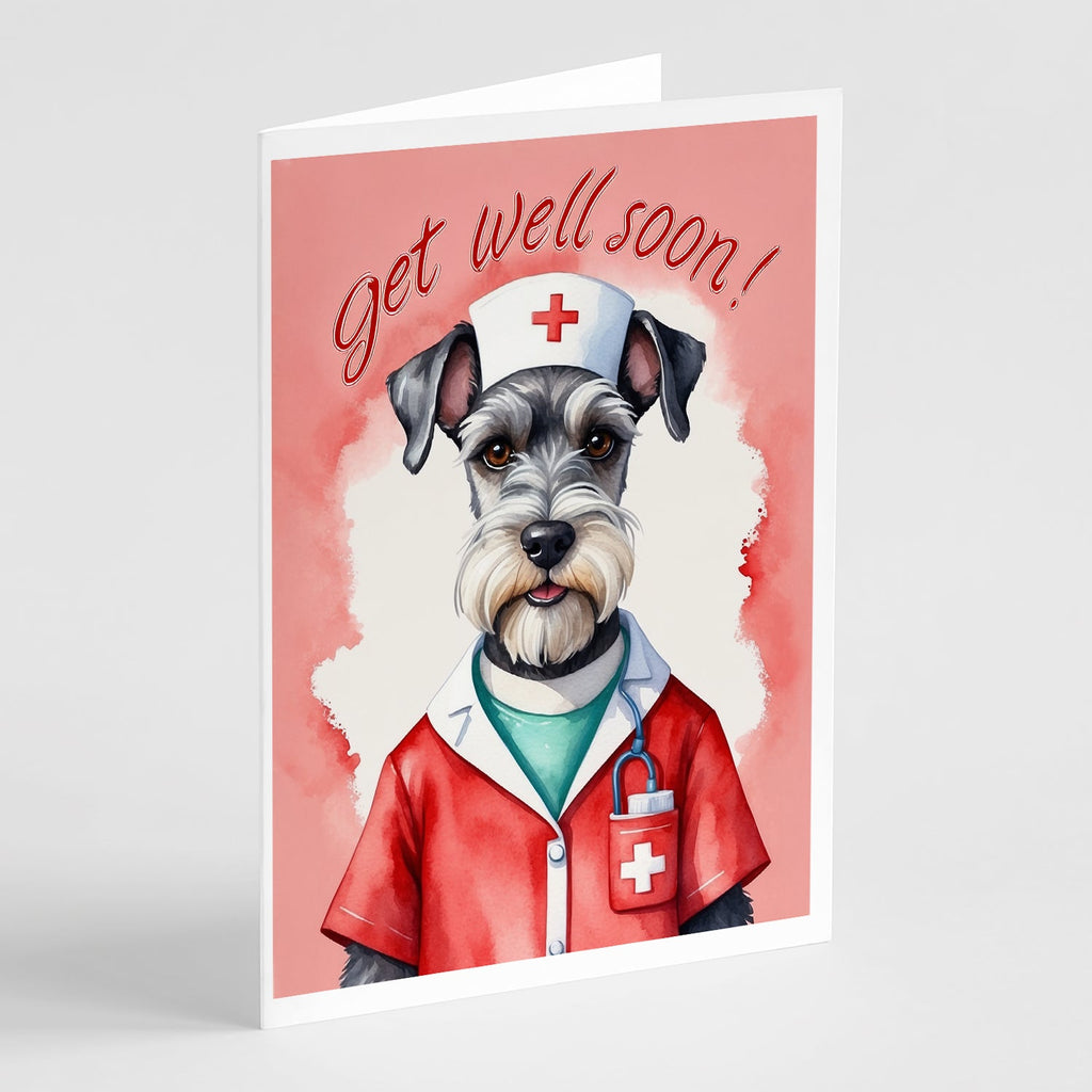 Schnauzer Get Well Soon Greeting Cards Pack of 8 Blank Cards with Envelopes Whimsical A7 Size 5x7