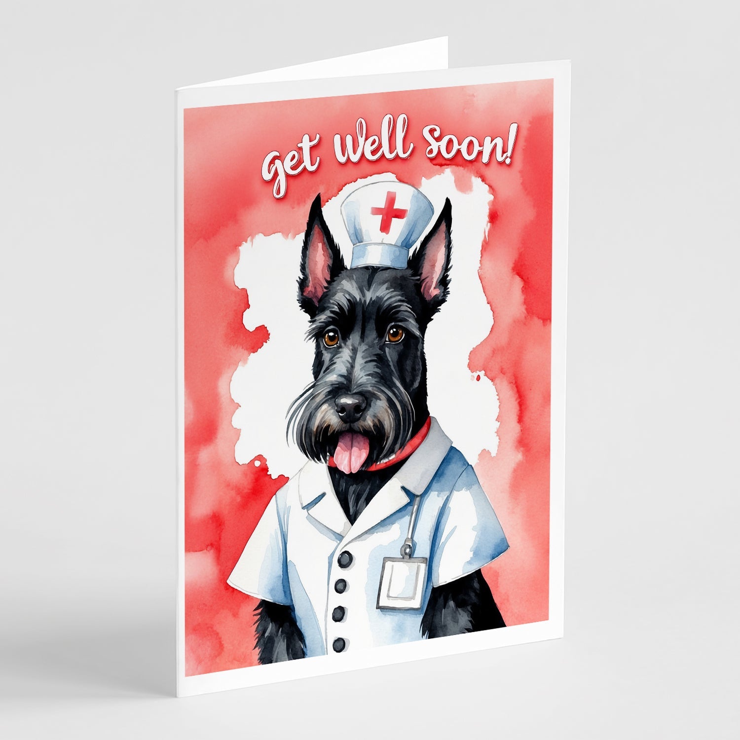 Scottish Terrier Get Well Soon Greeting Cards Pack of 8 Blank Cards with Envelopes Whimsical A7 Size 5x7