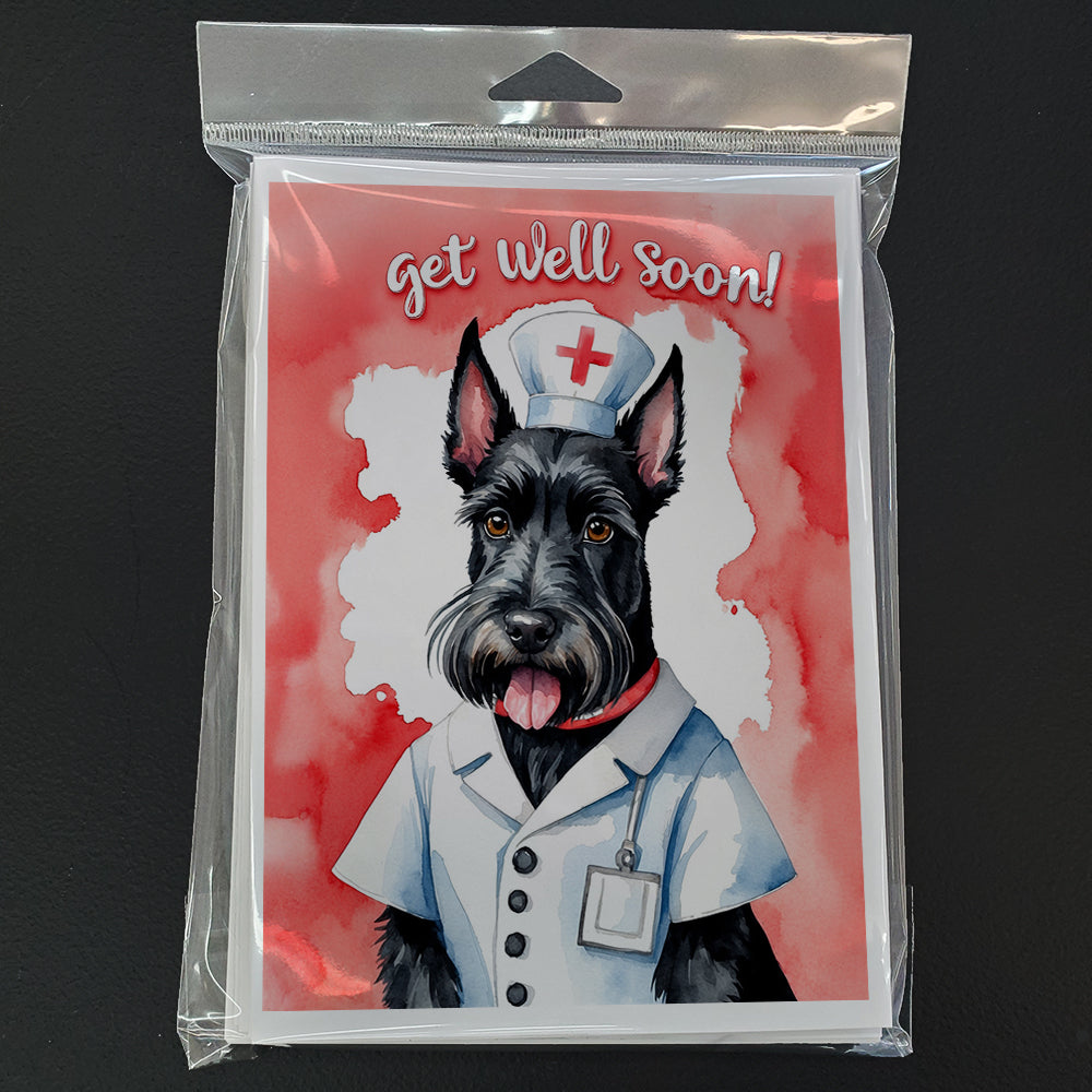 Scottish Terrier Get Well Soon Greeting Cards Pack of 8 Blank Cards with Envelopes Whimsical A7 Size 5x7