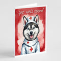 Siberian Husky Get Well Soon Greeting Cards Pack of 8 Blank Cards with Envelopes Whimsical A7 Size 5x7