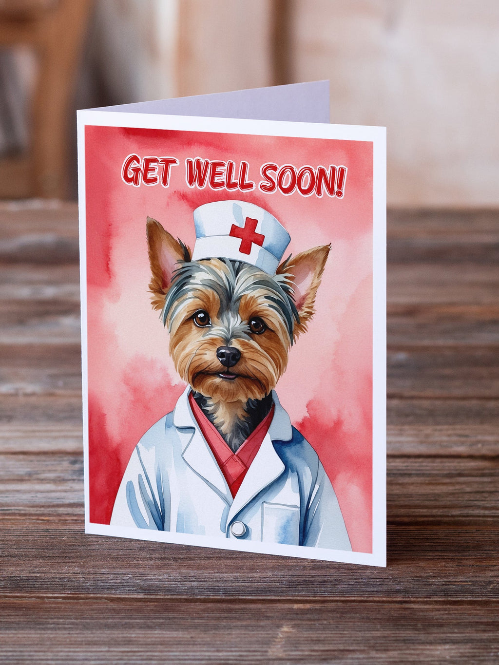 Silky Terrier Get Well Soon Greeting Cards Pack of 8 Blank Cards with Envelopes Whimsical A7 Size 5x7