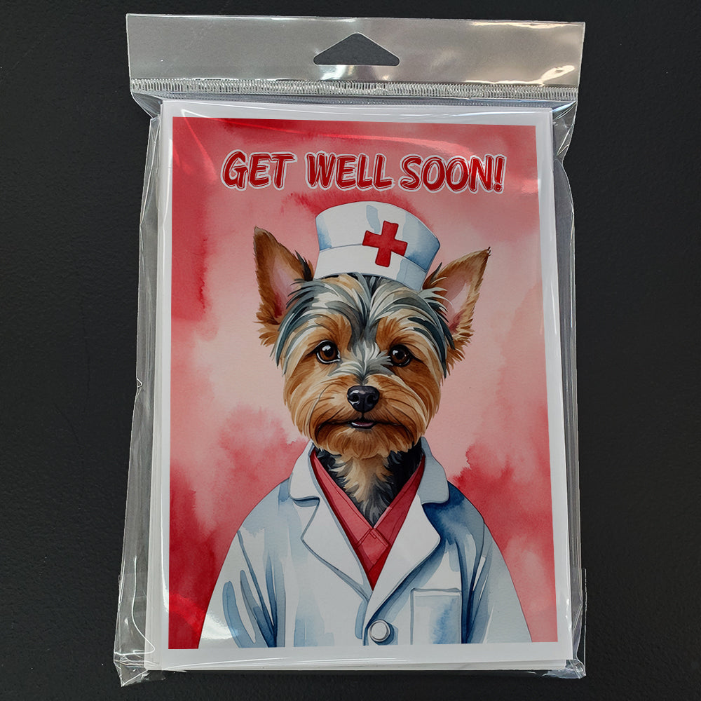 Silky Terrier Get Well Soon Greeting Cards Pack of 8 Blank Cards with Envelopes Whimsical A7 Size 5x7