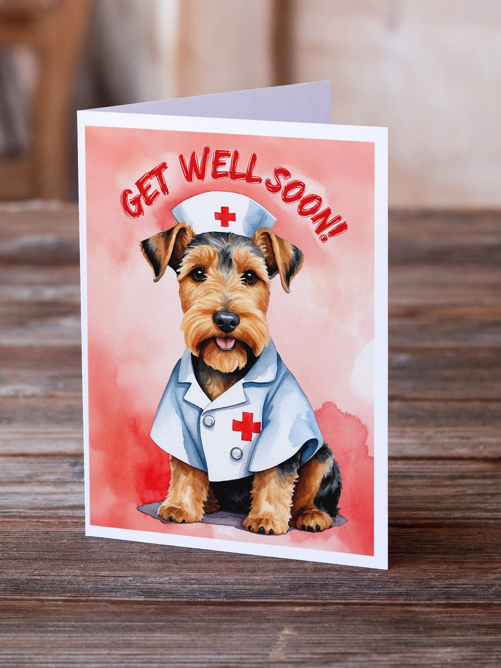 Welsh Terrier Get Well Soon Greeting Cards Pack of 8 Blank Cards with Envelopes Whimsical A7 Size 5x7