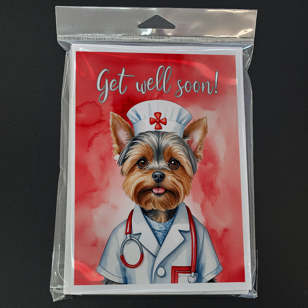 Yorkshire Terrier Get Well Soon Greeting Cards Pack of 8 Blank Cards with Envelopes Whimsical A7 Size 5x7