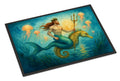 Neptune Sea God Seahorse Ocean Fantasy Merman Art Doormat Indoor Outdoor 24H X 36W Front Door Mat Rugs for Entryway, Non Slip Washable Low Pile,