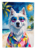 American Eskimo Summer Beach Time House Flag 28x40 Porch Sleeve Pole Decorative Outside Yard Banner Artwork Wall Hanging, Polyester