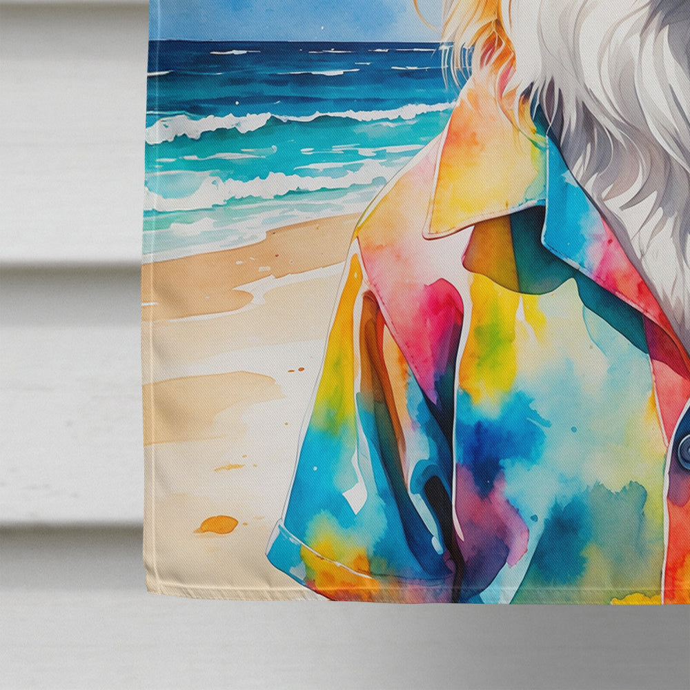 Australian Shepherd Summer Beach Time House Flag 28x40 Porch Sleeve Pole Decorative Outside Yard Banner Artwork Wall Hanging, Polyester
