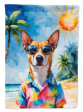 Basenji Summer Beach Time House Flag 28x40 Porch Sleeve Pole Decorative Outside Yard Banner Artwork Wall Hanging, Polyester