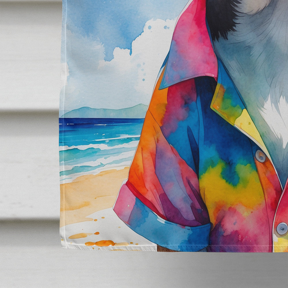Beagle Summer Beach Time House Flag 28x40 Porch Sleeve Pole Decorative Outside Yard Banner Artwork Wall Hanging, Polyester