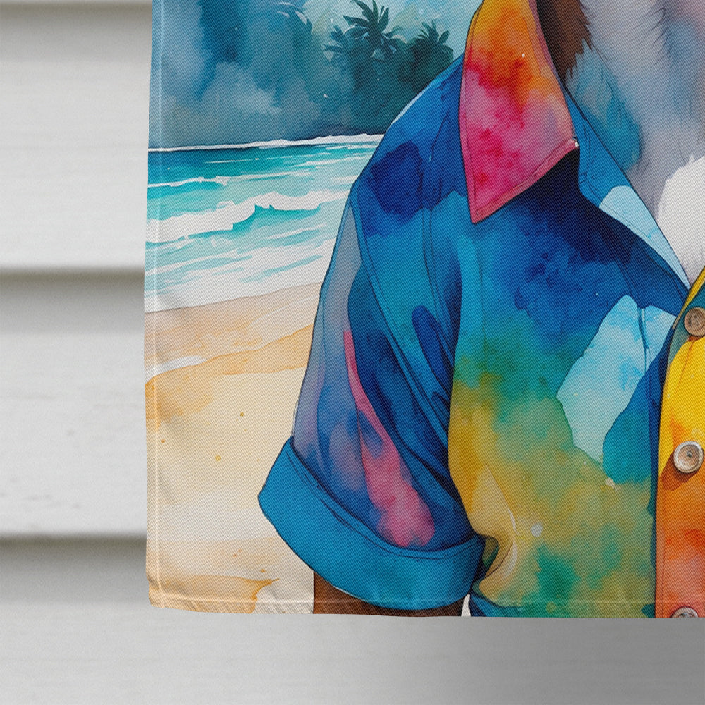 Boxer Summer Beach Time House Flag 28x40 Porch Sleeve Pole Decorative Outside Yard Banner Artwork Wall Hanging, Polyester