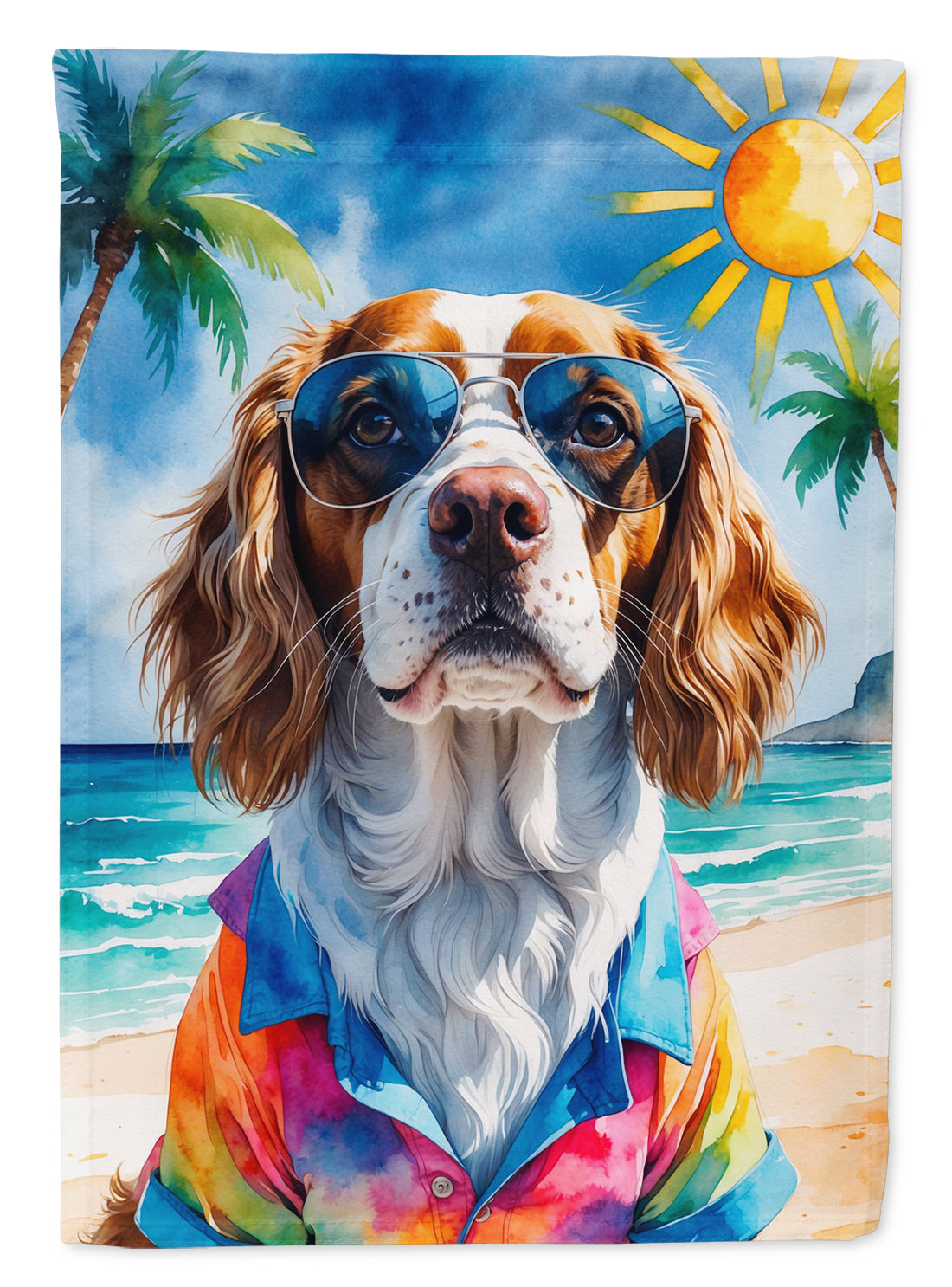 Brittany Summer Beach Time House Flag 28x40 Porch Sleeve Pole Decorative Outside Yard Banner Artwork Wall Hanging, Polyester