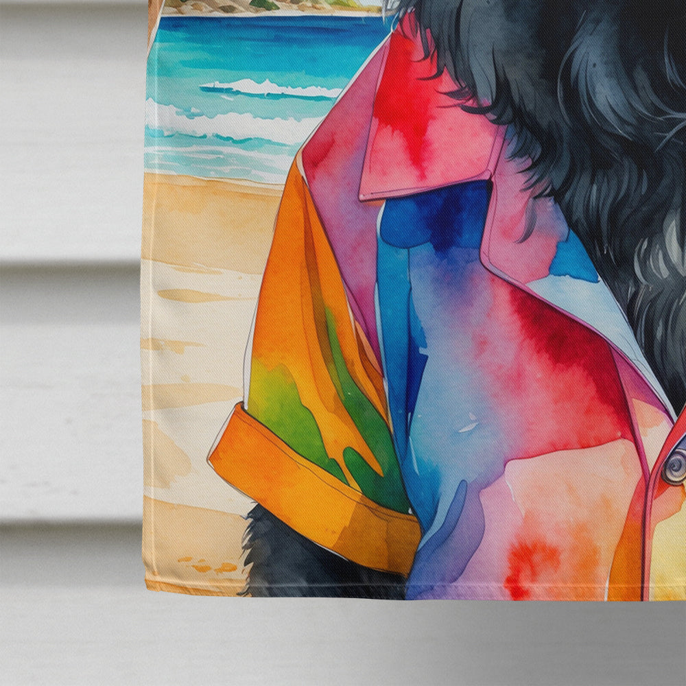 Black Chow Chow Summer Beach Time House Flag 28x40 Porch Sleeve Pole Decorative Outside Yard Banner Artwork Wall Hanging, Polyester