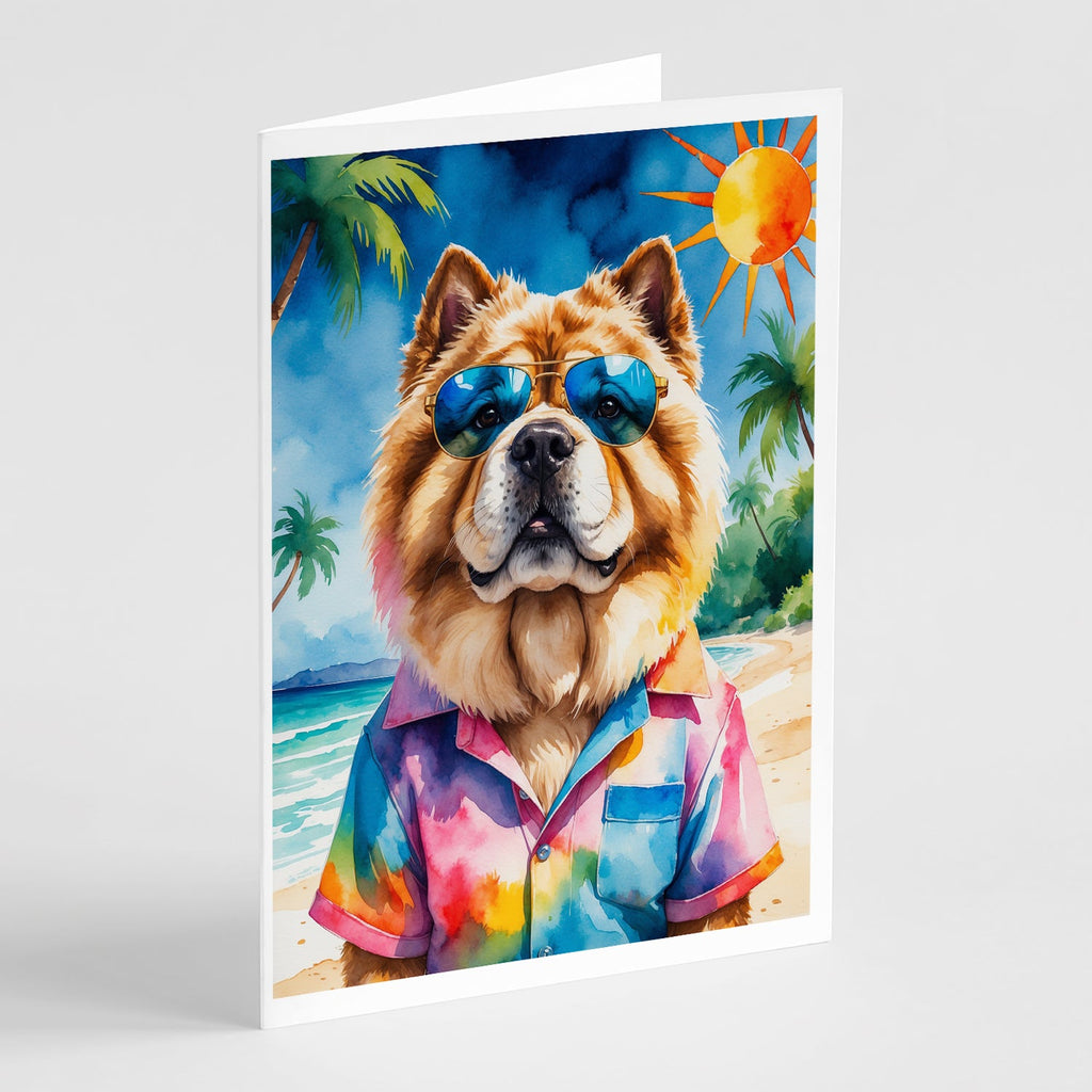 Chow Chow Summer Beach Time Greeting Cards Pack of 8 Blank Cards with Envelopes Whimsical A7 Size 5x7