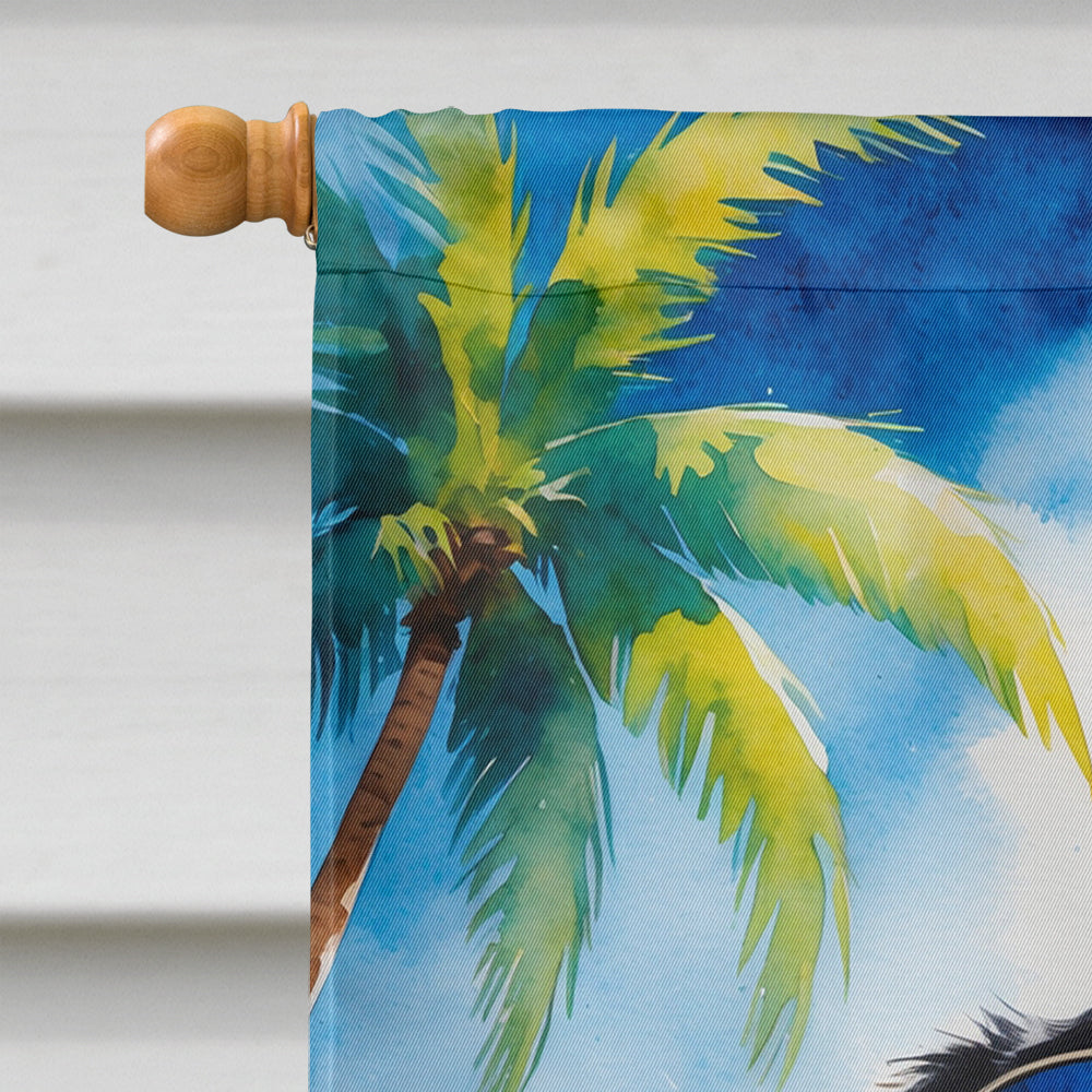 Dachshund Summer Beach Time House Flag 28x40 Porch Sleeve Pole Decorative Outside Yard Banner Artwork Wall Hanging, Polyester