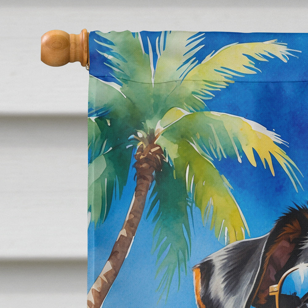 Doberman Pinscher Summer Beach Time House Flag 28x40 Porch Sleeve Pole Decorative Outside Yard Banner Artwork Wall Hanging, Polyester