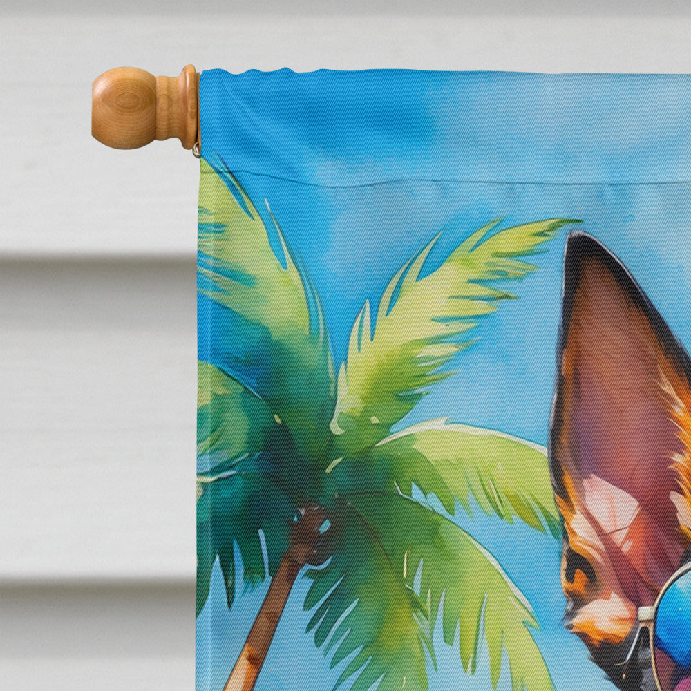 Doberman Pinscher Summer Beach Time House Flag 28x40 Porch Sleeve Pole Decorative Outside Yard Banner Artwork Wall Hanging, Polyester