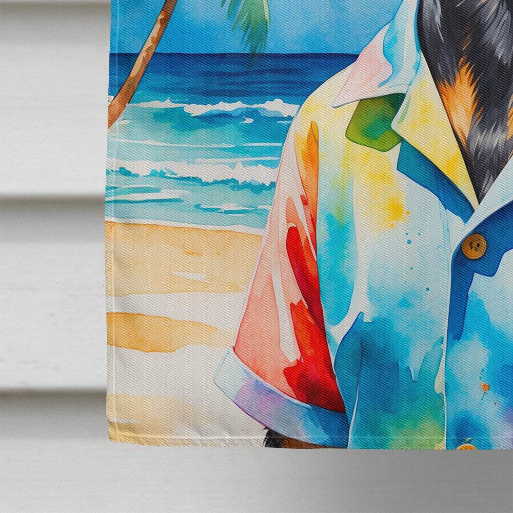 Doberman Pinscher Summer Beach Time House Flag 28x40 Porch Sleeve Pole Decorative Outside Yard Banner Artwork Wall Hanging, Polyester
