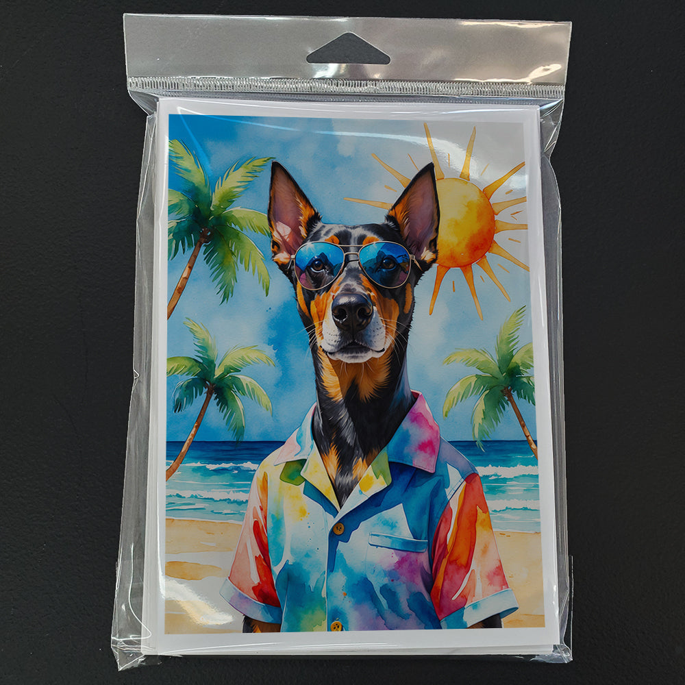 Doberman Pinscher Summer Beach Time Greeting Cards Pack of 8 Blank Cards with Envelopes Whimsical A7 Size 5x7