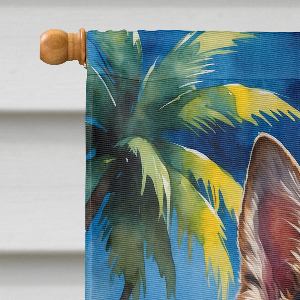German Shepherd Summer Beach Time House Flag 28x40 Porch Sleeve Pole Decorative Outside Yard Banner Artwork Wall Hanging, Polyester